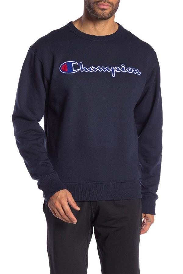 Logo Patch Crew Neck Pullover Sweater