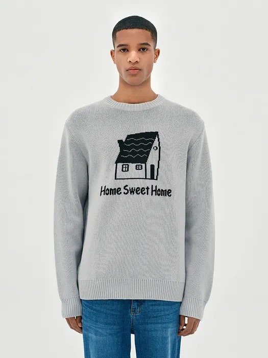 House Graphic Knit_Gray