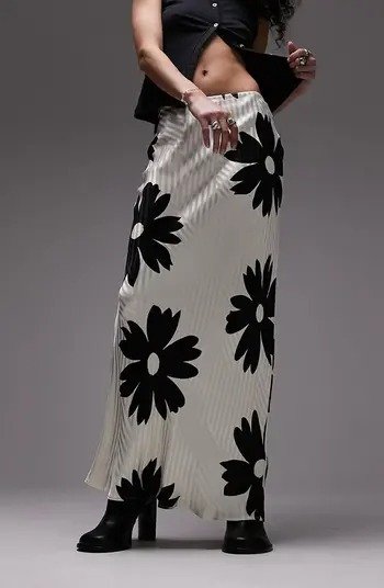 Flower Jacquard Maxi Skirt