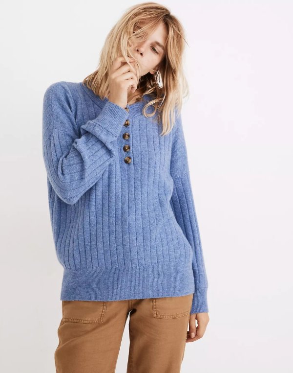 Bowden Henley Sweater in Coziest Yarn