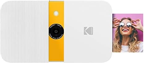 Smile Instant Print Digital Camera – Slide-Open 10MP Camera w/2x3 ZINK Printer (White/ Yellow)