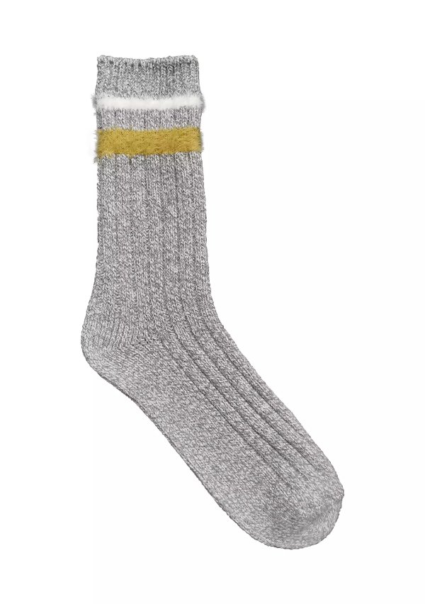 Super Soft Ribbed Crew Socks with Feather Stripes