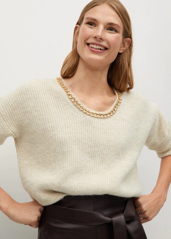 Chain fine-knit sweater - Women | Mango USA
