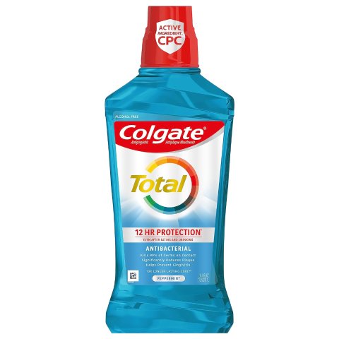 Colgate Total Advanced Pro-Shield Alcohol Free Mouthwash, Antibacterial Formula, Peppermint Blast, 33.8 Ounce