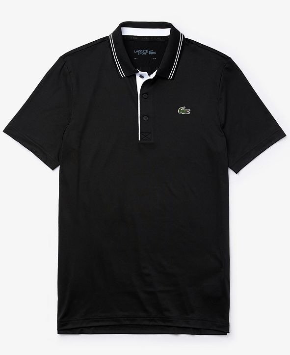 Men's SPORT Short Sleeve Stretch Jersey Polo Shirt with Side Lacoste Lettering