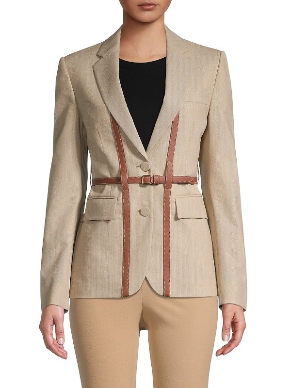 Tadword Leather Belt Wool Jacket