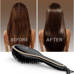 USpicy Hair Straightening Brush, Hair straightener Brush MCH heating technology with FREE Heat Resistant Glove for Silky Frizz-free (450℉/230℃ Adjustable Temperature, Auto Lock, Anti-Scald)