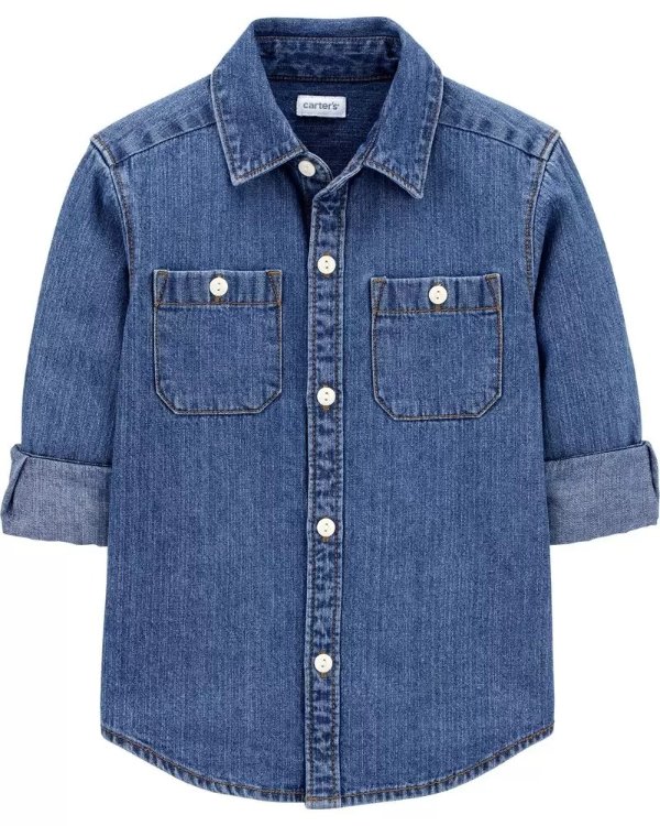 Chambray Button-Front Shirt