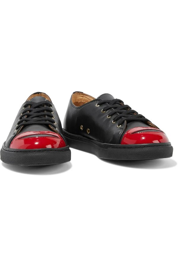 Kiss Me smooth and patent-leather sneakers