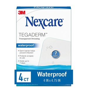 Nexcare Tegaderm Waterproof Transparent Dressing ,4 Inches X 4-3/4 Inches, 4 Count