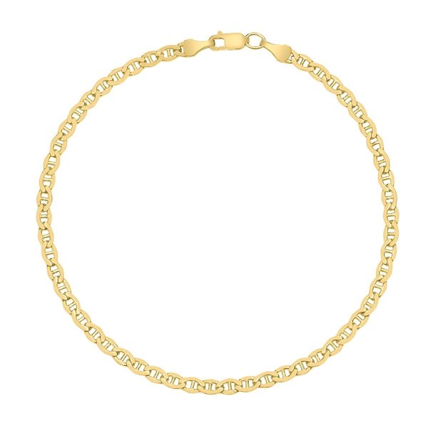 14K Yellow Gold Filled 3.2MM Mariner Link Chain Bracelet with Lobster Clasp