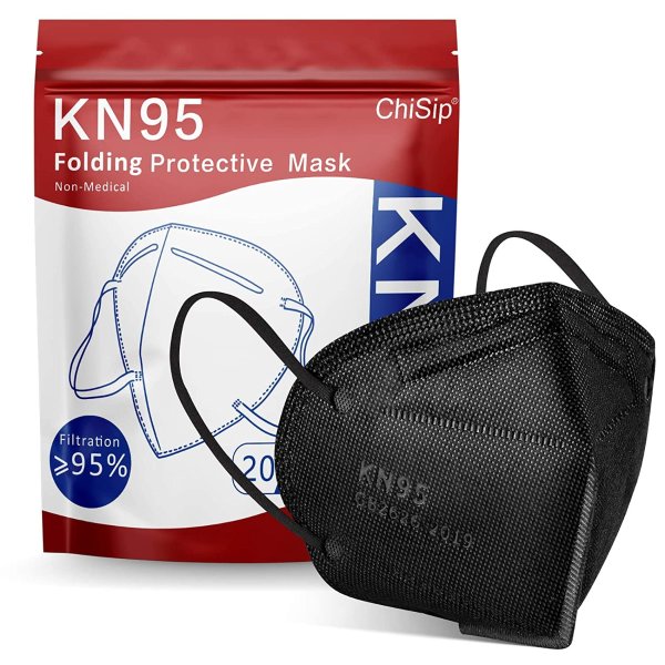 KN95 5层防护口罩 20个 黑色