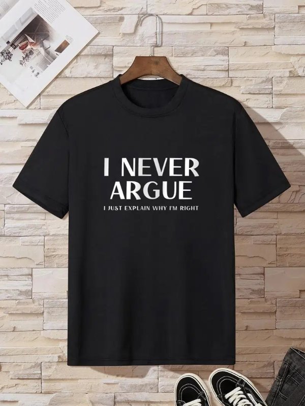 Temu Men's Tee Casual Crew Neck Short Sleeve T-shirts With  I Never Argue   Christmas Gifts - Clothing, Shoes & Jewelry - Temu 16.49