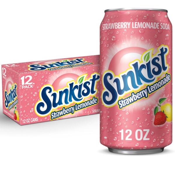 Strawberry Lemonade Soda Cans, 12 Fl Oz, 12 Count
