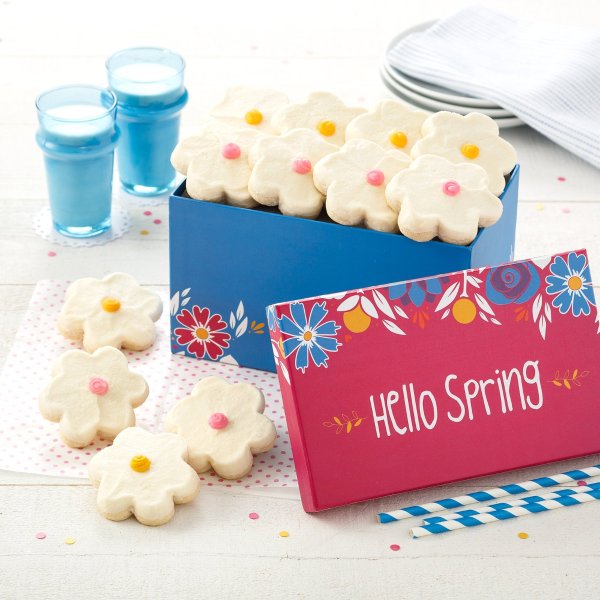 Fresh Flowers Cookie Box Includes 12 Hand-Frosted Flower Shaped Cookies - Perfect Spring, Thank You, Thinking of You or Get Well Gift