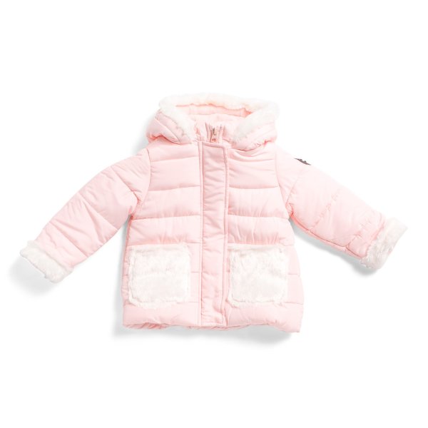Infant Girls Faux Fur Trim Puffer Jacket