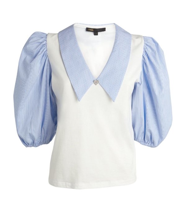 Sale | Maje Collared Puff-Sleeved Blouse | Harrods US