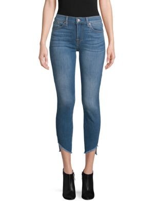 Gwenevere Frayed-Cuff Cropped Jeans