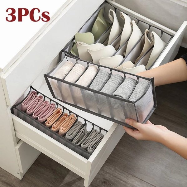 6.9US $ 39% OFF|3pcs/set Underwear Drawer Organizer Storage Box Foldable Closet Organizers Drawer Divider Storage Boxes For Underpants Socks Bra - Drawer Organizers - AliExpress