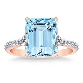 Aquamarine and Diamond 14kt Rose Gold Ring