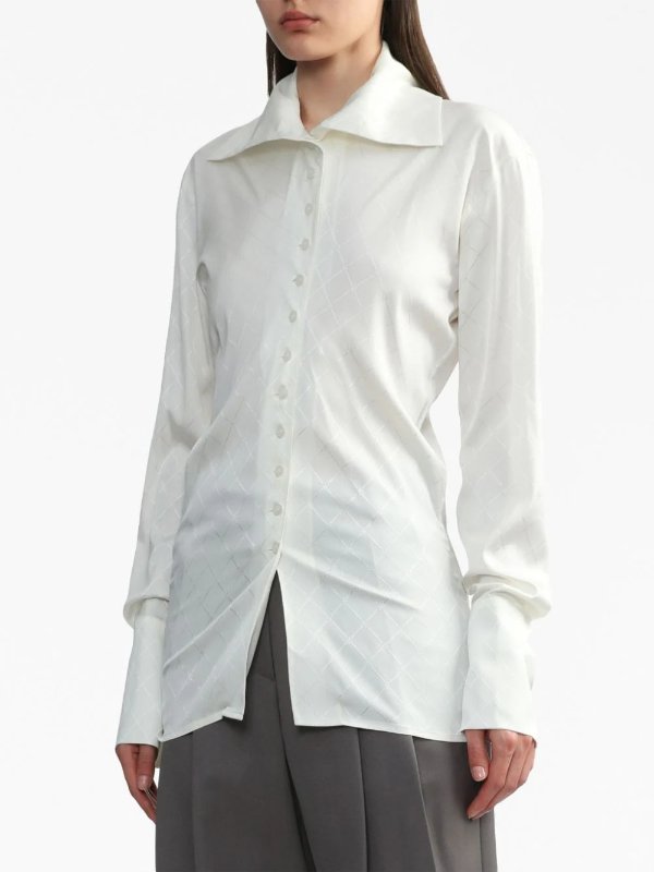pointed-flat collar silk shirt