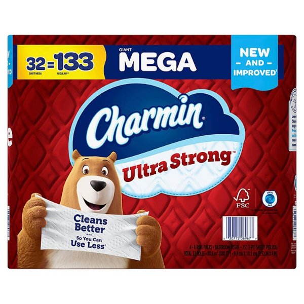 Ultra Strong Toilet Paper Giant Mega Roll (253 sheets/roll, 32 rolls) - Sam's Club