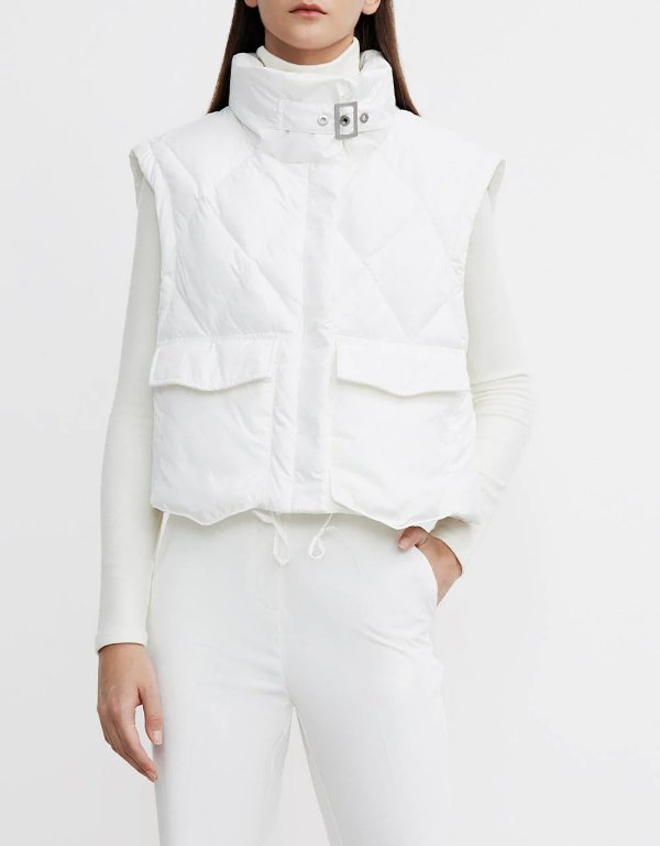 Stand Collar Quilted Vest Down Puffer Coat