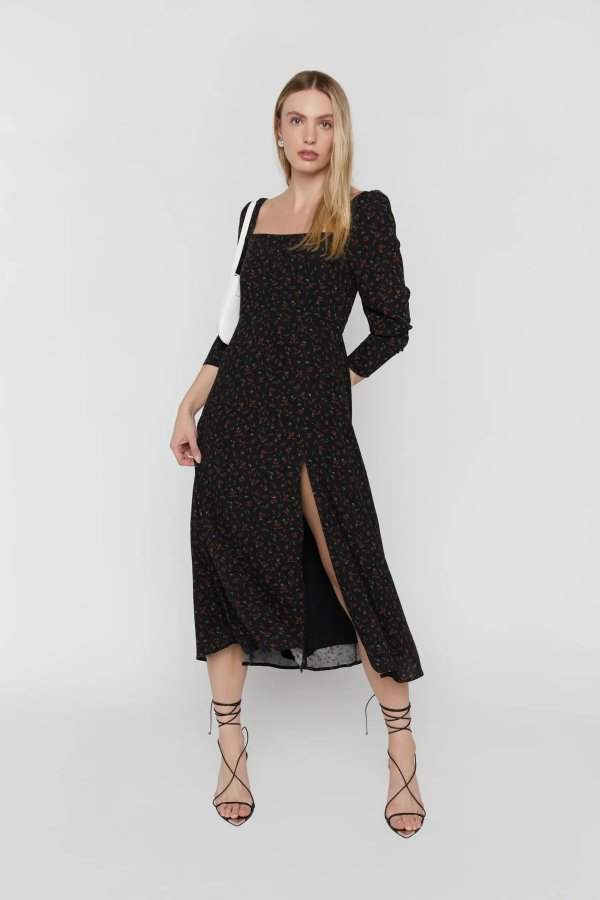 FLORAL MIDI DRESS $58 Winter Sale: Up to 50% Off. Prices as marked. DR-9154-W Black Garden Print;Turkish Coffee Garden Print DR-9154-W $98 $58.00