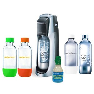 SodaStream Fountain Jet Soda Maker Set with Four 1L Bottles and CO2 Carbonator