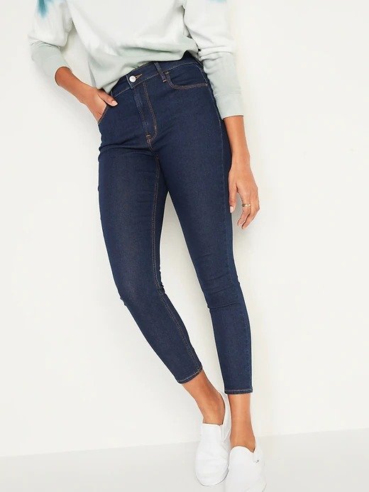 High-Waisted Dark-Wash Super Skinny Ankle Jeans for Women