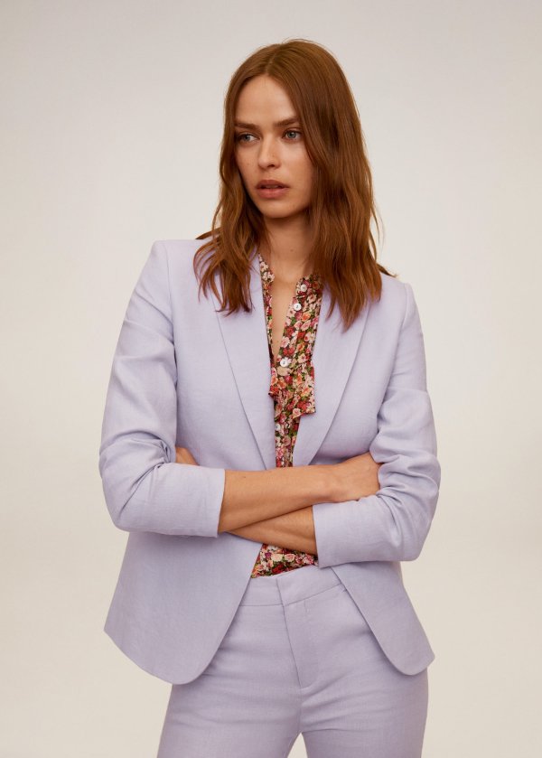 Linen button blazer - Women | Mango USA
