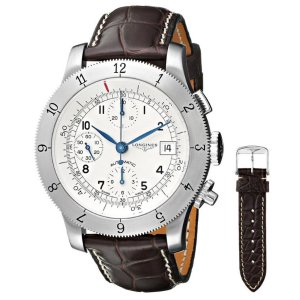 Longines Heritage Collection Chronograph Silver Dial Leather Men Watch L27414732