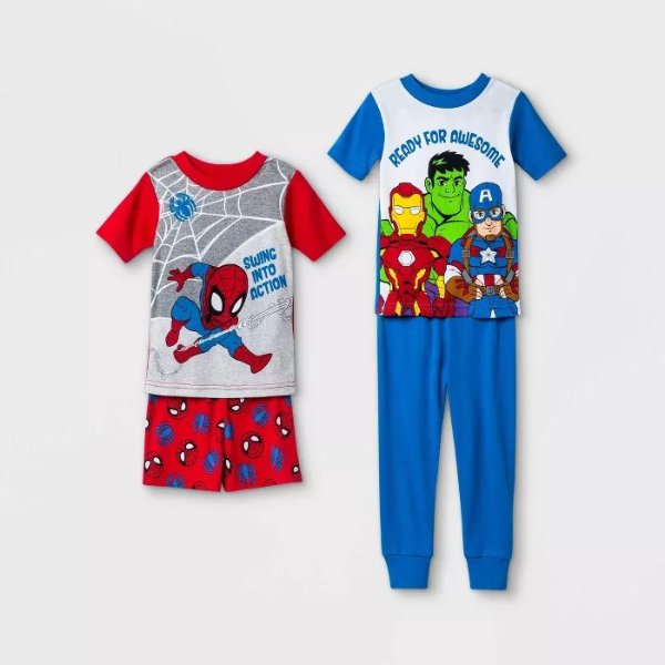 Toddler Boys' 4pc Marvel Snug Fit Pajama Set - Red