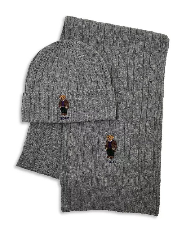 Classic Cable Bear Beanie & Scarf Gift Set