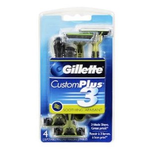 Gillette Customplus 3 Soothing Disposable Razor 4 Count (Pack of 3)