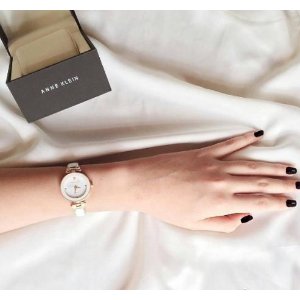 Anne Klein Women's AK/1018RGWT Diamond-Accented White Ceramic Bracelet Watch