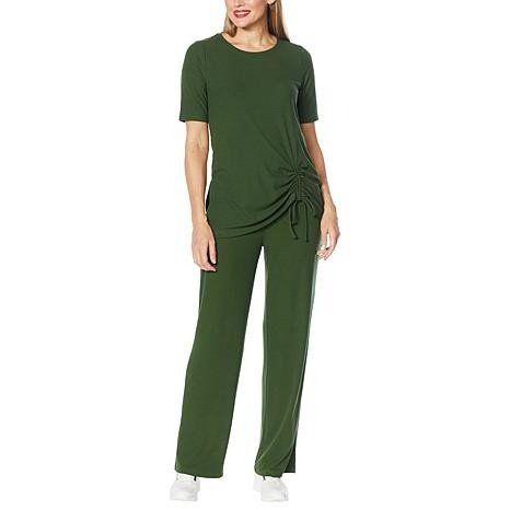 IMAN Comfy Chic Soft Ribbed Knit Top and Pant Set - 20058377 | HSN