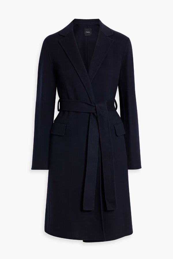 Belted brushed wool and cashmere-blend felt coat