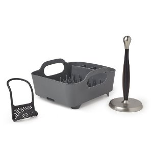 Umbra 3 Piece Kitchen Accessories Set with Dish Rack, Paper Towel Holder and Sink Caddy