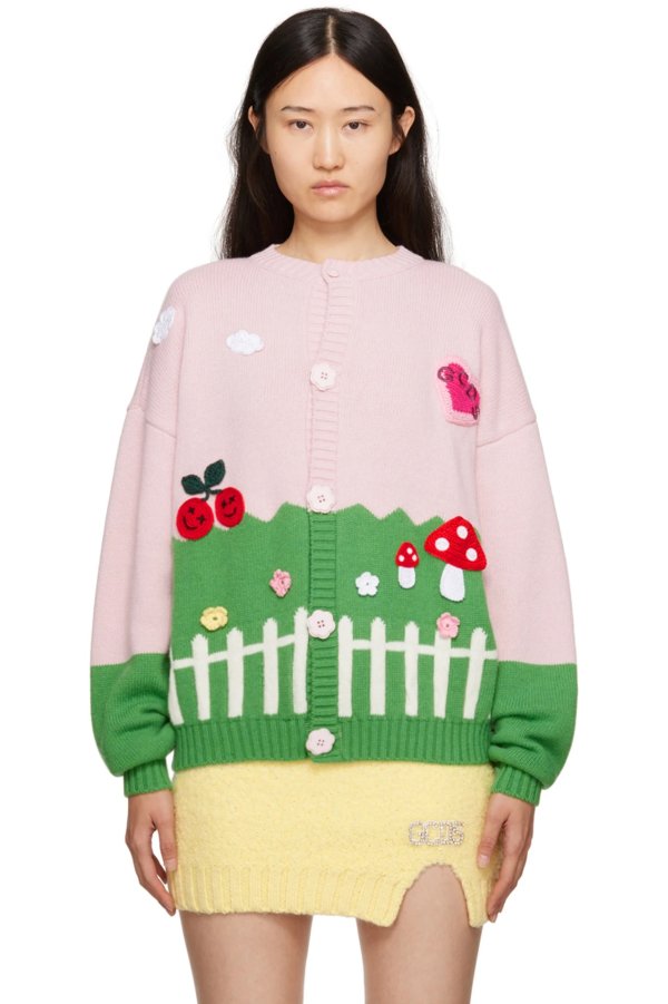 Pink & Green Kittho 针织衫
