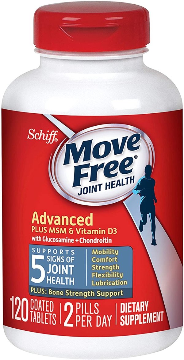 Glucosamine and Chondroitin Plus MSM & D3 Advanced Joint Health Supplement Tablets, Move Free (120 count in a bottle)