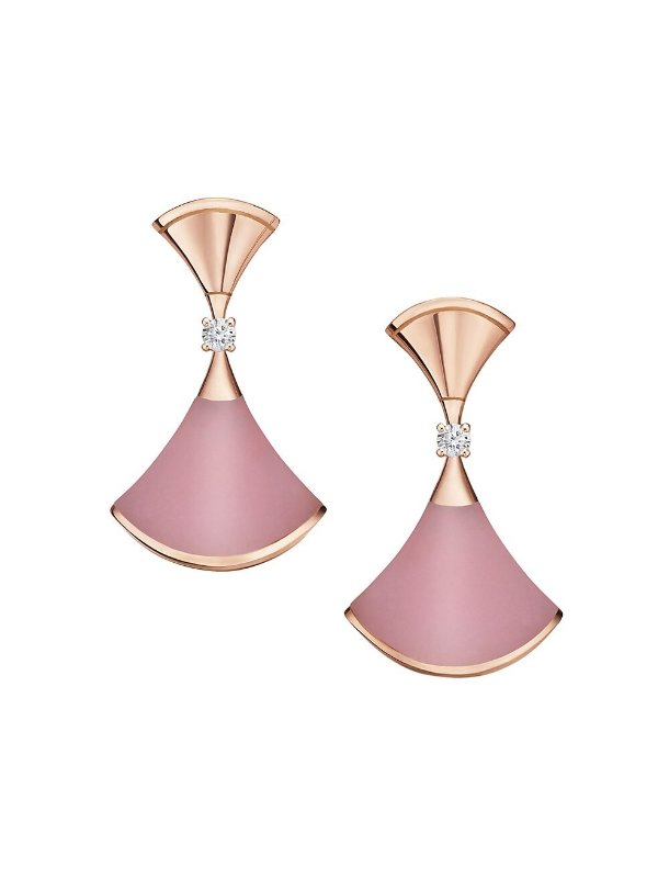 Divas' Dream 18K Rose Gold, Pink Opal & Diamond Earrings