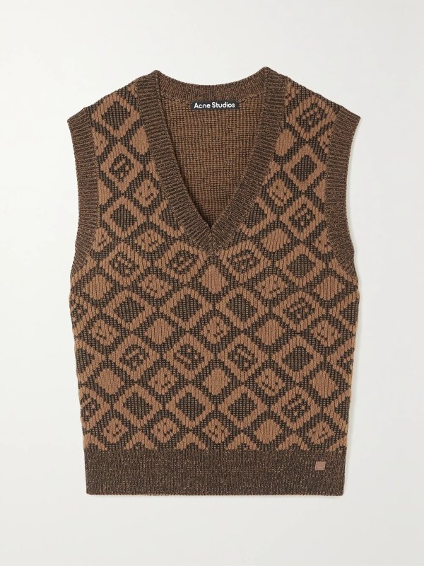 Konny jacquard-knit wool and cotton-blend vest