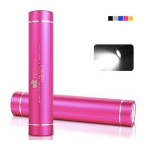 EC Technology Mini 2,600 mAh Lipstick-Sized Portable Power Bank with Flashlight