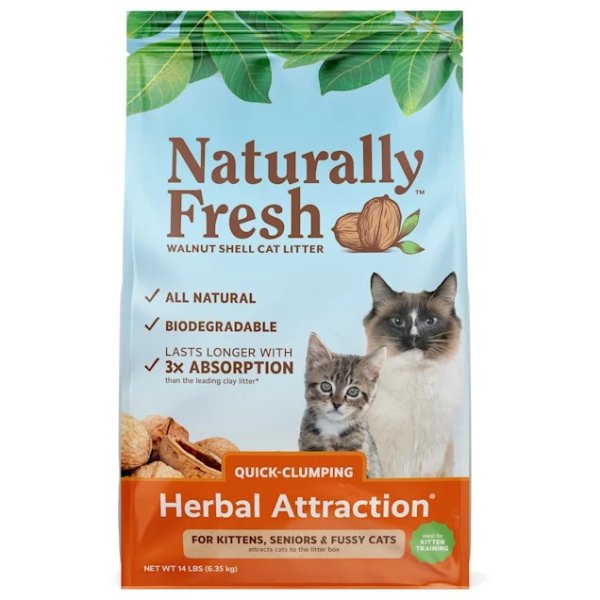 Naturally Fresh Herbal Attraction Quick-Clumping Natural Walnut Cat Litter, 14 lbs. | Petco