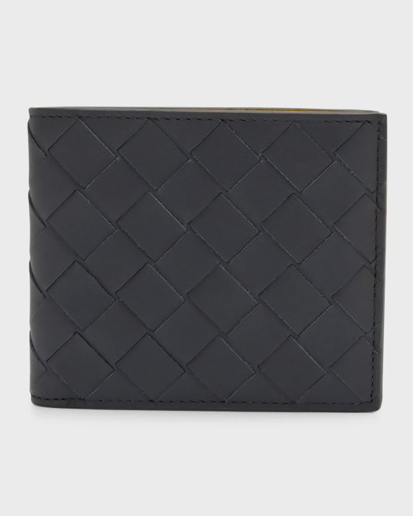 Men's Bicolor Intrecciato Leather Bifold Wallet
