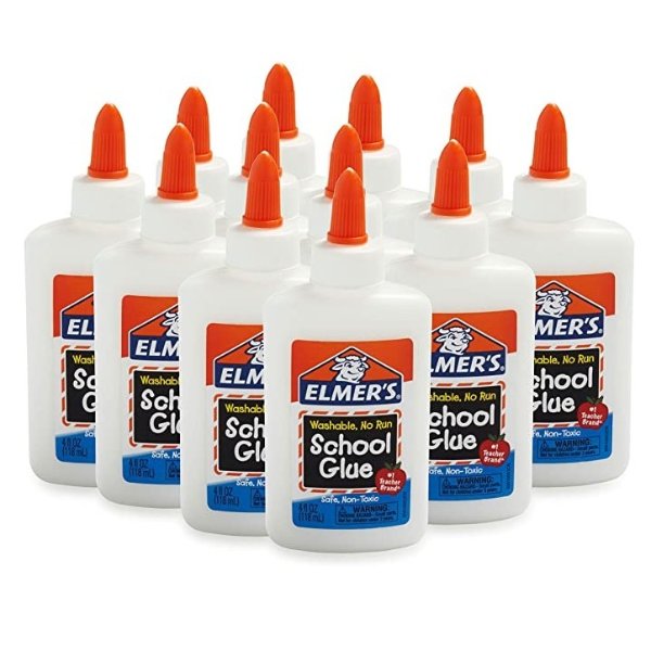 Liquid School Glue, Washable, 4 Ounces Each , 12 Count - Great for Making Slime