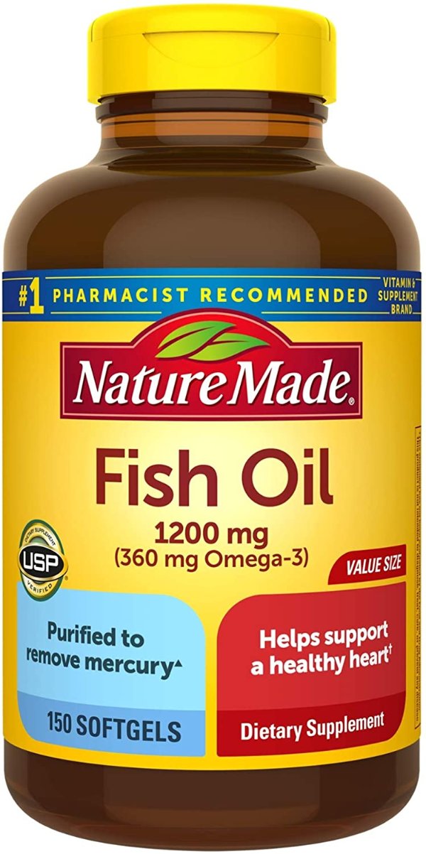 Fish Oil 1200 mg Softgels, 150 Count Value Size for Heart Health† (Packaging May Vary)