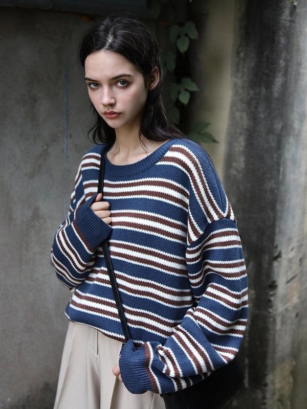 Oversized Fit Stripe Knit Sweater 3 Colors