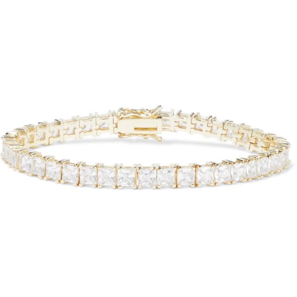 cz by kenneth jay lane 18-karat gold-plated crystal bracelet